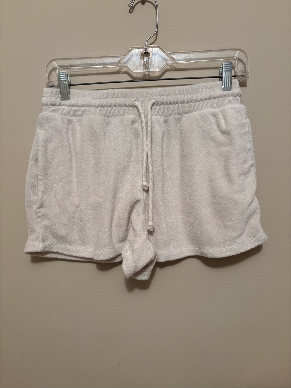 Aritzia White Terry Drawstring Athletic Shorts